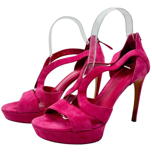 Alexander Mcqueen Armadillo Low Heel Double Arched Sandals Pink Size 8.5 - Picture 2 of 11